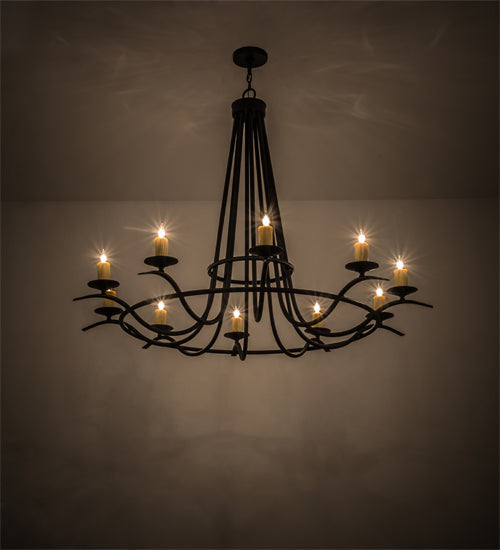 Meyda Lighting Octavia 60" 10-Light Black Chandelier With Ivory Faux Candlelight