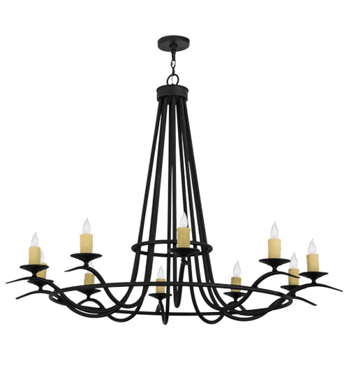 Meyda Lighting Octavia 60" 10-Light Black Chandelier With Ivory Faux Candlelight