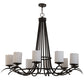 Meyda Lighting Octavia 60" 10-Light Timeless Bronze Chandelier With White Shade Glass