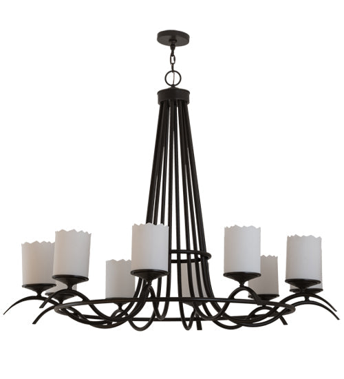 Meyda Lighting Octavia 60" 10-Light Timeless Bronze Chandelier With White Shade Glass