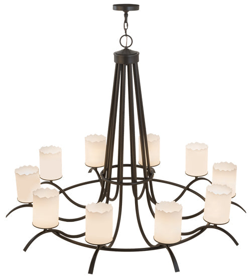 Meyda Lighting Octavia 60" 10-Light Timeless Bronze Chandelier With White Shade Glass