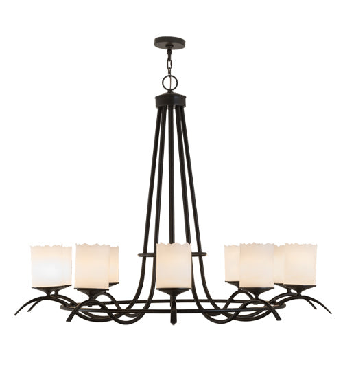 Meyda Lighting Octavia 60" 10-Light Timeless Bronze Chandelier With White Shade Glass