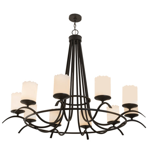 Meyda Lighting Octavia 60" 10-Light Timeless Bronze Chandelier With White Shade Glass