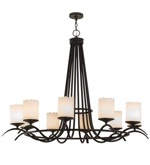 Meyda Lighting Octavia 60" 10-Light Timeless Bronze Chandelier With White Shade Glass