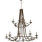 Meyda Lighting Octavia 60" 15-Light 2-Tier Brown Metallic Chandelier With Faux Candlelight
