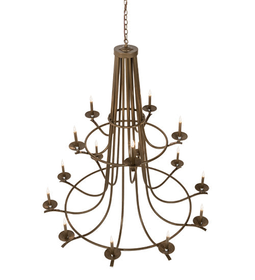 Meyda Lighting Octavia 60" 15-Light 2-Tier Brown Metallic Chandelier With Faux Candlelight