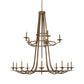 Meyda Lighting Octavia 60" 15-Light 2-Tier Brown Metallic Chandelier With Faux Candlelight
