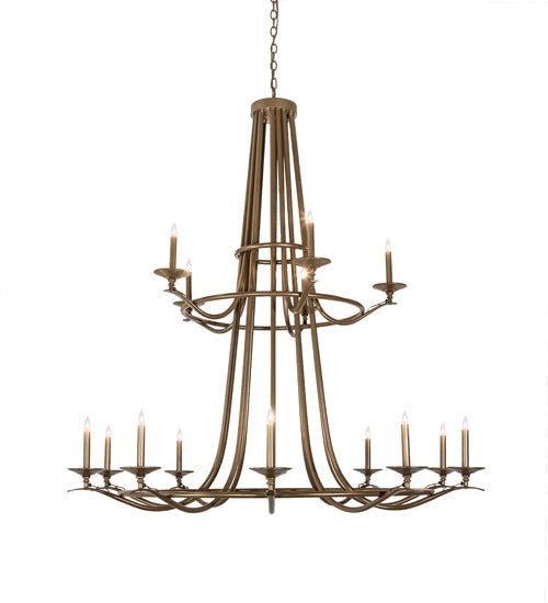 Meyda Lighting Octavia 60" 15-Light 2-Tier Brown Metallic Chandelier With Faux Candlelight