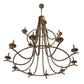 Meyda Lighting Octavia 60" 15-Light 2-Tier Brown Metallic Chandelier With Faux Candlelight