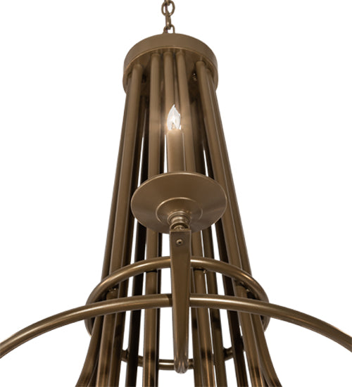 Meyda Lighting Octavia 60" 15-Light 2-Tier Brown Metallic Chandelier With Faux Candlelight