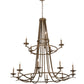 Meyda Lighting Octavia 60" 15-Light 2-Tier Brown Metallic Chandelier With Faux Candlelight