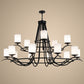 Meyda Lighting Octavia 78" 15-Light 2-Tier Blackwash Chandelier With White Statuario Idalight Shade Glass