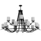 Meyda Lighting Octavia 78" 15-Light 2-Tier Blackwash Chandelier With White Statuario Idalight Shade Glass