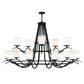 Meyda Lighting Octavia 78" 15-Light 2-Tier Blackwash Chandelier With White Statuario Idalight Shade Glass