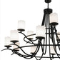 Meyda Lighting Octavia 78" 15-Light 2-Tier Blackwash Chandelier With White Statuario Idalight Shade Glass