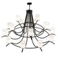 Meyda Lighting Octavia 78" 15-Light 2-Tier Blackwash Chandelier With White Statuario Idalight Shade Glass