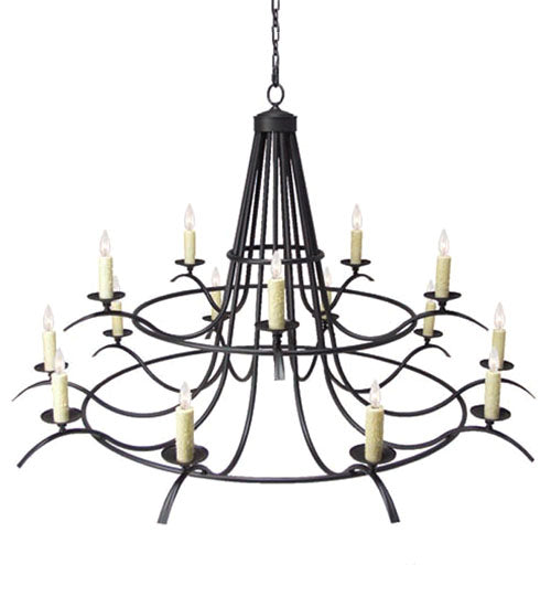 Meyda Lighting Octavia 78" 15-Light Blackwash Chandelier With Ivory Candle