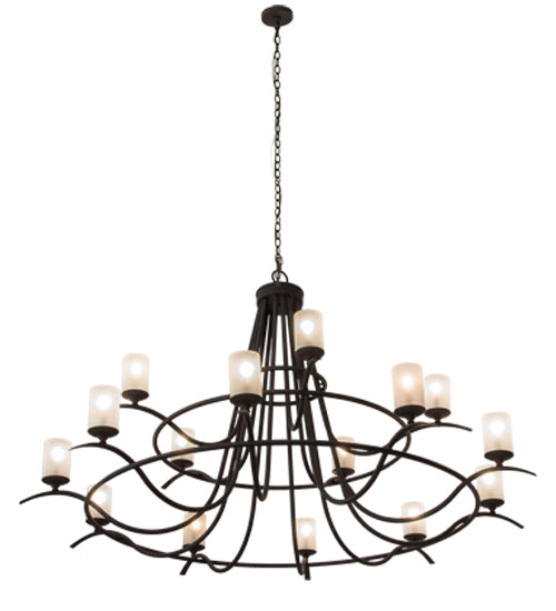 Meyda Lighting Octavia 78" 15-Light Cajun Spice Chandelier With Frosted Clear Shade Glass