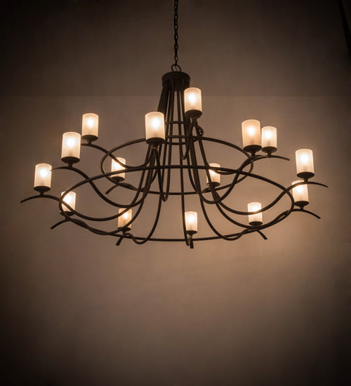 Meyda Lighting Octavia 78" 15-Light Cajun Spice Chandelier With Frosted Clear Shade Glass