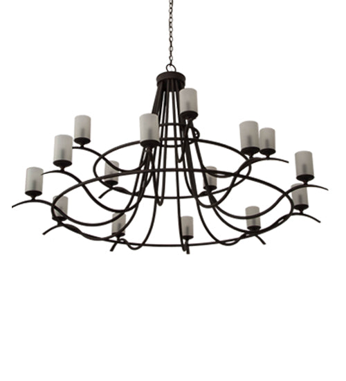 Meyda Lighting Octavia 78" 15-Light Cajun Spice Chandelier With Frosted Clear Shade Glass