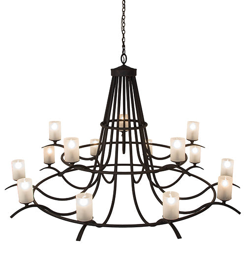 Meyda Lighting Octavia 78" 15-Light Cajun Spice Chandelier With Frosted Clear Shade Glass