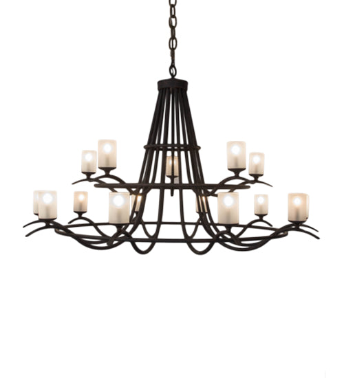 Meyda Lighting Octavia 78" 15-Light Cajun Spice Chandelier With Frosted Clear Shade Glass