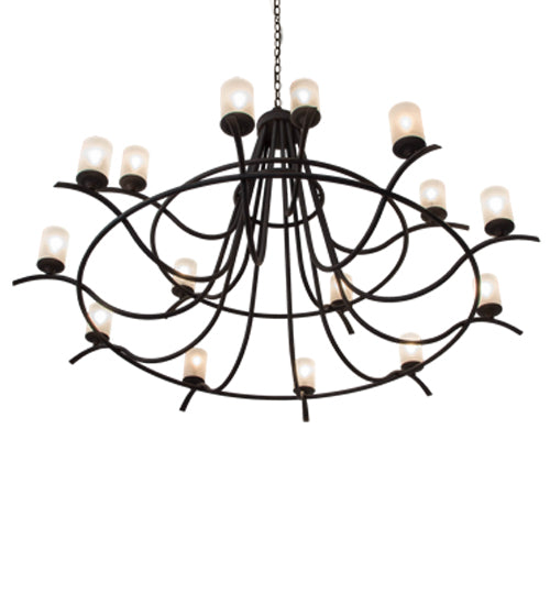 Meyda Lighting Octavia 78" 15-Light Cajun Spice Chandelier With Frosted Clear Shade Glass