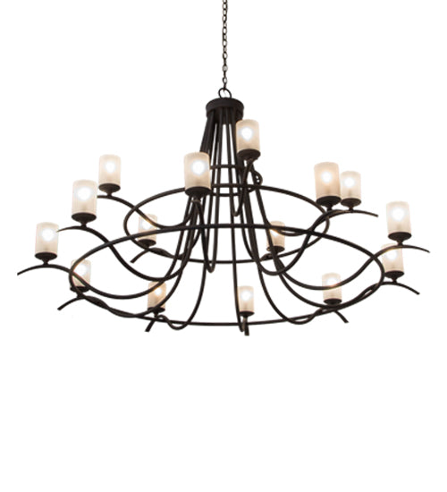 Meyda Lighting Octavia 78" 15-Light Cajun Spice Chandelier With Frosted Clear Shade Glass