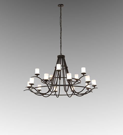 Meyda Lighting Octavia 78" 15-Light Timeless Bronze Vein Chandelier With Clear Frosted Shade Glass