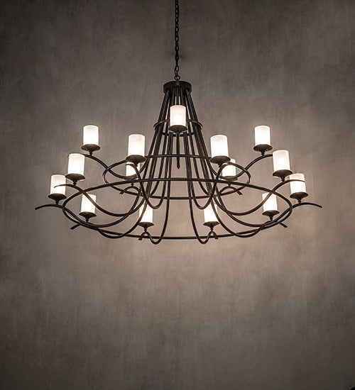 Meyda Lighting Octavia 78" 15-Light Timeless Bronze Vein Chandelier With Clear Frosted Shade Glass