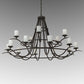 Meyda Lighting Octavia 78" 15-Light Timeless Bronze Vein Chandelier With Clear Frosted Shade Glass