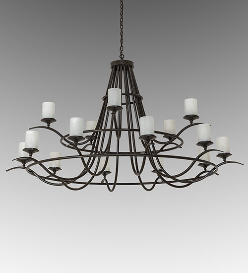 Meyda Lighting Octavia 78" 15-Light Timeless Bronze Vein Chandelier With Clear Frosted Shade Glass