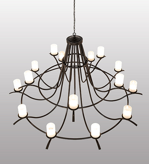 Meyda Lighting Octavia 78" 15-Light Timeless Bronze Vein Chandelier With Clear Frosted Shade Glass
