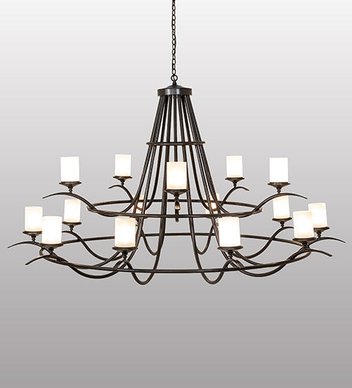 Meyda Lighting Octavia 78" 15-Light Timeless Bronze Vein Chandelier With Clear Frosted Shade Glass