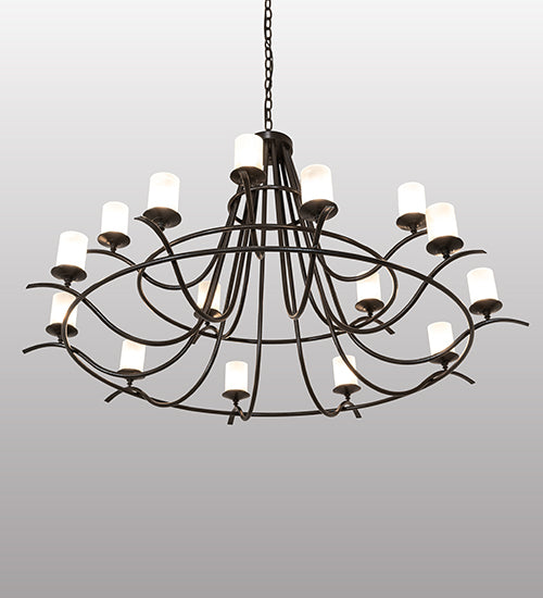 Meyda Lighting Octavia 78" 15-Light Timeless Bronze Vein Chandelier With Clear Frosted Shade Glass