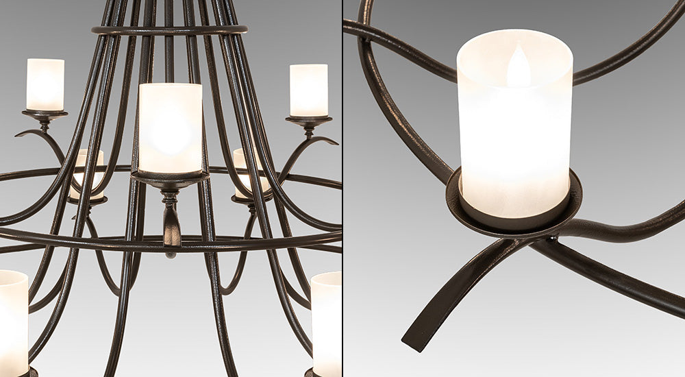Meyda Lighting Octavia 78" 15-Light Timeless Bronze Vein Chandelier With Clear Frosted Shade Glass