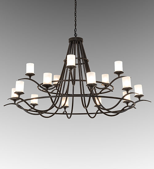 Meyda Lighting Octavia 78" 15-Light Timeless Bronze Vein Chandelier With Clear Frosted Shade Glass