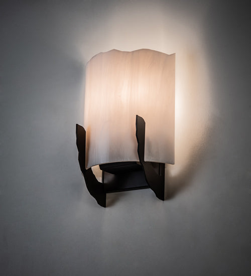 Meyda Lighting Octavia 8" 2-Light Oil Rubbed Bronze Wall Sconce With Whitestone Idalight Shade