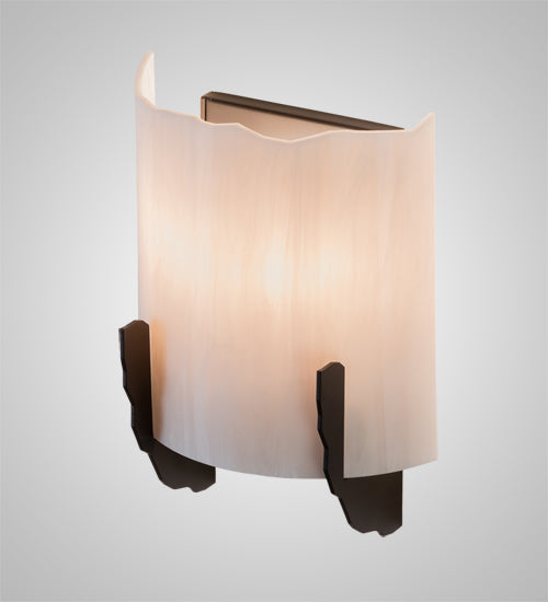 Meyda Lighting Octavia 8" 2-Light Oil Rubbed Bronze Wall Sconce With Whitestone Idalight Shade