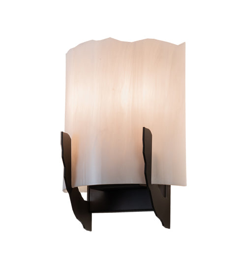 Meyda Lighting Octavia 8" 2-Light Oil Rubbed Bronze Wall Sconce With Whitestone Idalight Shade