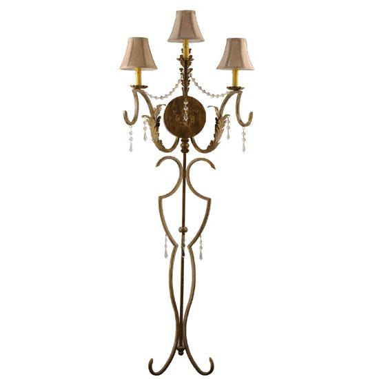 Meyda Lighting Old Broadway 20" 3-Light Light Brushed Gold Wall Sconce With Beige Shade Glass