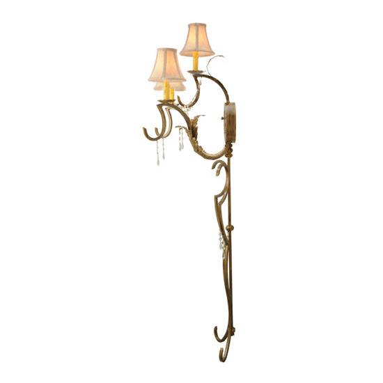 Meyda Lighting Old Broadway 20" 3-Light Light Brushed Gold Wall Sconce With Beige Shade Glass