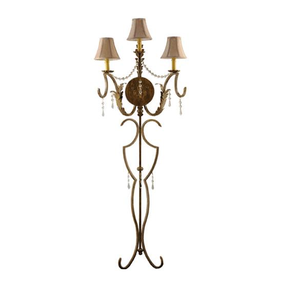 Meyda Lighting Old Broadway 20" 3-Light Light Brushed Gold Wall Sconce With Beige Shade Glass