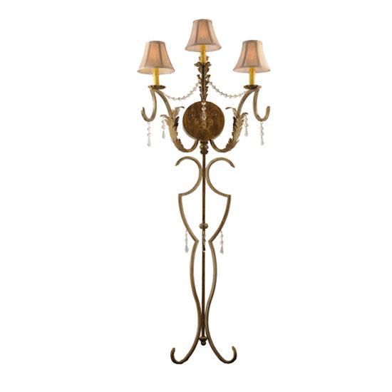 Meyda Lighting Old Broadway 20" 3-Light Light Brushed Gold Wall Sconce With Beige Shade Glass