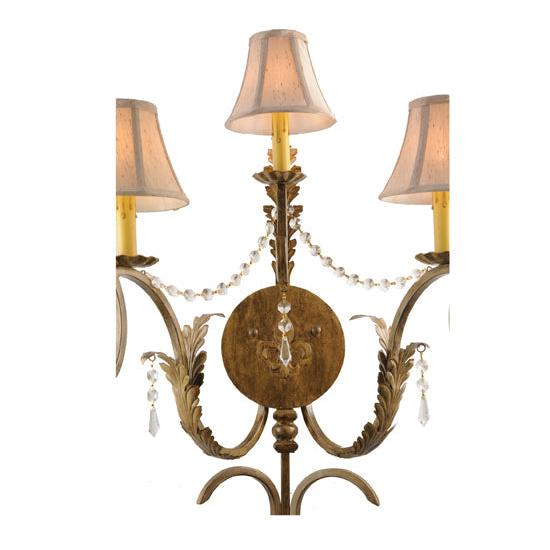 Meyda Lighting Old Broadway 20" 3-Light Light Brushed Gold Wall Sconce With Beige Shade Glass
