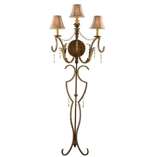Meyda Lighting Old Broadway 20" 3-Light Light Brushed Gold Wall Sconce With Beige Shade Glass