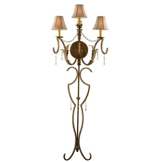 Meyda Lighting Old Broadway 20" 3-Light Light Brushed Gold Wall Sconce With Beige Shade Glass