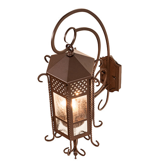 Meyda Lighting Old London 10" 3-Light Cafe Noir Wall Sconce With Clear Seeded Shade Glass