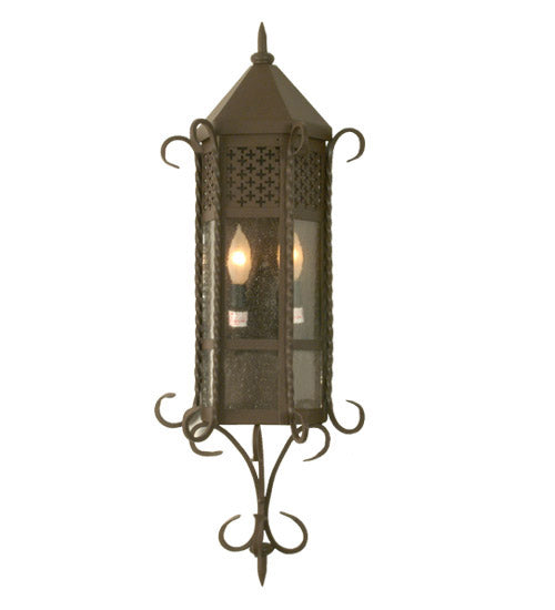 Meyda Lighting Old London 11" 2-Light Cafe Noir Wall Sconce With Clear Shade Glass