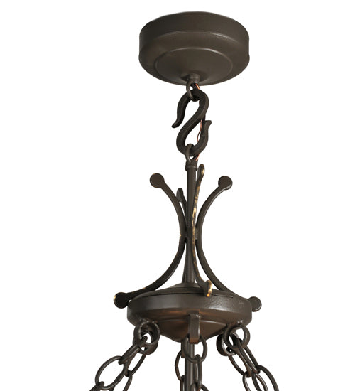Meyda Lighting Old London 26" 3-Light Timeless Bronze Inverted Pendant Light With Amber Mica Shade Glass